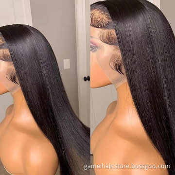High Quality Raw Cambodian Hair Swiss Lace Wig For Black Women 100% Brazilian Virgin Cuticle Aligned Lace Front Human Hair Wig
